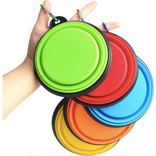 Silicone Dog Feeder Bowl With Carabiner Puppy Food Container Feeding Dish Bowl Pet Accessories