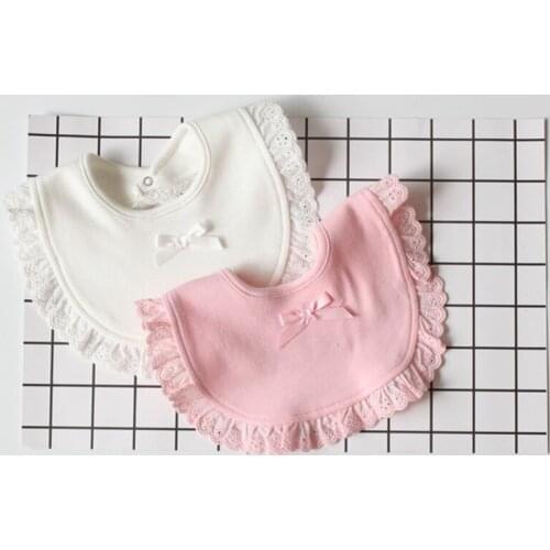 Girl Baby Saliva Towel Baby Bib Princess Lace Girl Triangle Towel Bow Princess Bibs Burp Cloth Cotton Toddler Lace Bibs