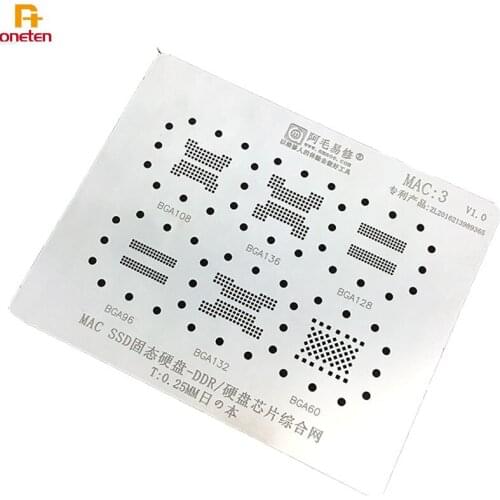 Amao BGA Reballing Stencil For Laptop Mac 2 3 Macbook Hard Disk Solid State Plant Tin Tip Steel Mesh