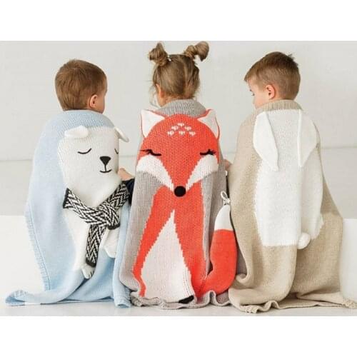 Toddler Boys Girls Knitted Blanket Cute Bear Sleeping Swaddling Blankets Baby Bed Cover Soft Bath Towel Kids Wrap Beach Mat