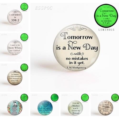 5pcs/set Inspirational Quote Funny Words Luminous Glass Convex 25mm Fashion Glow Handmade Jewelry Craft Supplies Accessories