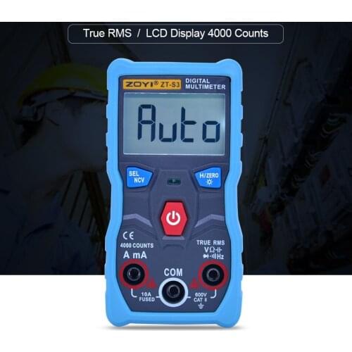 ZT-S3 True RMS Digital Multimeter 4000 counts autoranging AVO meter AC DC 600V Voltmeter +NCV test LCD backlight