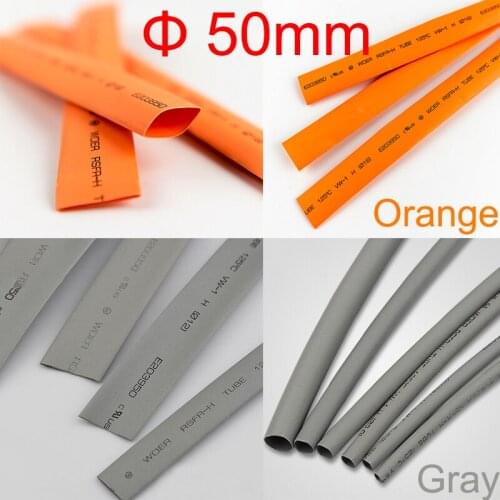 1M 2:1 Ratio 50mm Diameter Orange Gray Headphone Stereo Cable Sleeve Insulating Heat Shrink Tubing Shrinkable Tube