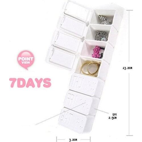 1pc Portable 7 Days Medicine Sort Storage Box Earrings Ring Jewelry Storage Box Vitamin Cases Medical Box Travel Supplies