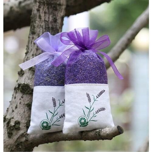 100pcs/lot Purple Cotton Organza Lavender Sachets DIY Dried Flower Sweet Bursa Wardrobe Mouldproof Fume Gift Bag lin4577