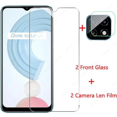 2PCS Glass for Realme C21 Tempered Glass for Realme C21 Screen Protector Camera Len Film for Realme C21 C25 C15 C11 2021 GT 5G