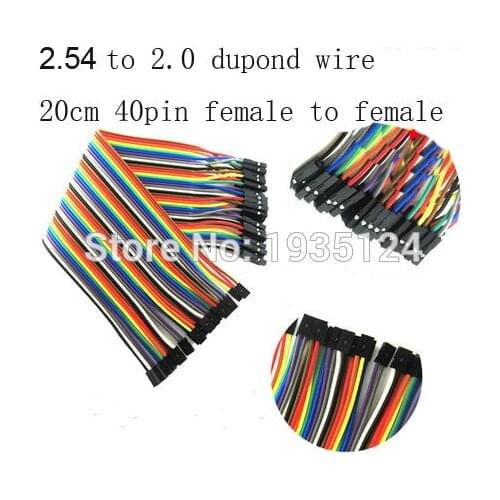 20cm Pre-Wired 40pin 2.54 to 2.0 female to female Crimp Contact Terminal Dupont cable 2p-1p