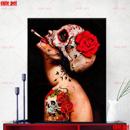 DIY Diamond Painting Skull mask female halloween Embroidery Full Square Diamond Cross Stitch Rhinestone Mosaic Home decor Gift