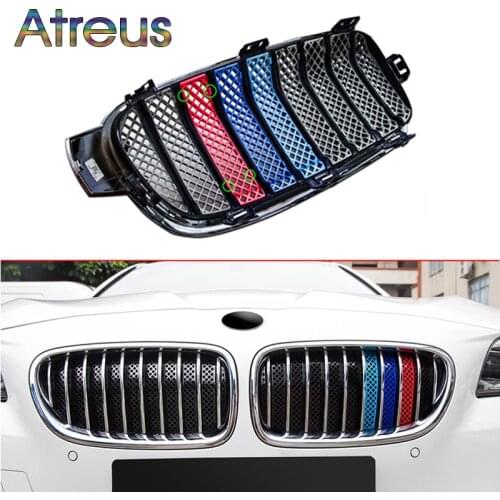 Atreus 1set 3D Car Front Grille Trim Sport Strips Cover Anti-mosquito Stickers For BMW F30 F10 F18 F35 F11 M Power Accessories