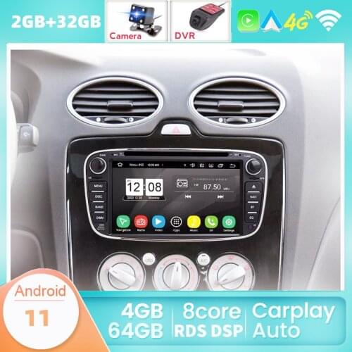 Car Android 11 2 Din Radios Car Multimedia Player 2 Din 7 ''Autoradio DVD RAM4GB For Ford Focus S-Max Mondeo Galaxy C-Max SWC
