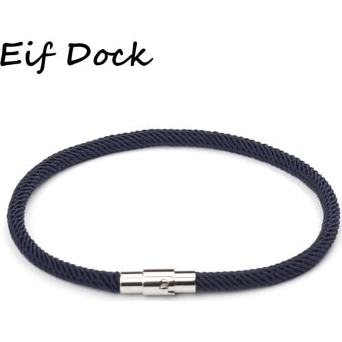 Eif Dock New Fashion 6 Color Nave Blue Braided Leather Bracelet Men Women Copper Clasp Male Anchor Bangles Jewelry Gifts
