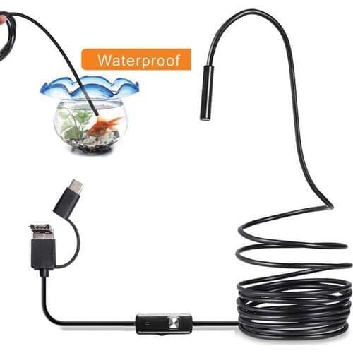 6LED 7mm HD 1M USB Type-C for Android Endoscope Camera Flexible Snake Soft Wire/Cable USB TypeC Pipe Inspection Camera Borescope