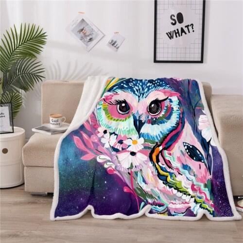 Aniaml Owl With Flowers Fleece Blanket Cute Soft Warm Blanket Throw Sherpa Kids Kids Adults Bedspread Bedding Sofa Cover