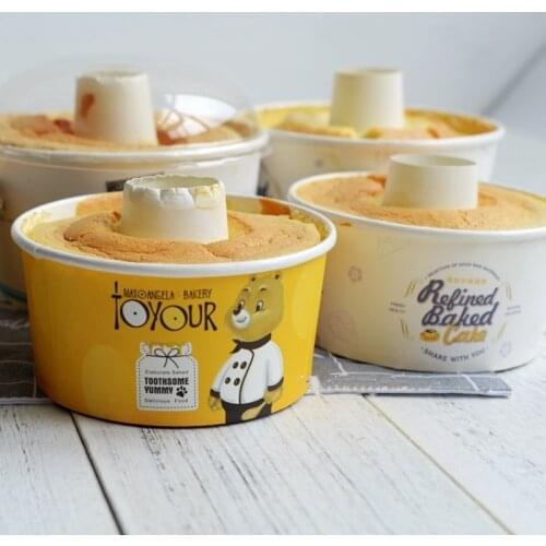 10pcs 5/6 inch disposable paper Round Chiffon Cake Pan Removable Bottom Hollow Chimney Cake Mold With lid DIY Baking Cake Tools