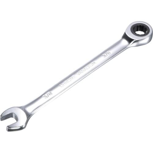 Uxcell 3/8 Inch Ratcheting Combination Wrench SAE 72 Teeth 12 Point Ratchet Box Ended Spanner Tools, Cr-V