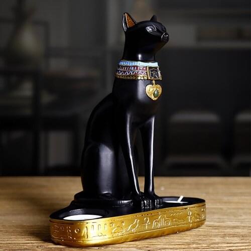 Creative Egyptian cat resin ornaments Modern Art Handmade Crafts Sculpture Decoration Candlestick decoration ornaments