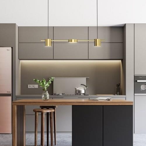 Minimalist dining room chandelier long strip Nordic copper front desk lamp creative personality word table lamp