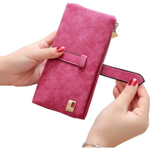 Fashion Luxury Brand Women Wallets Matte Leather Wallet Female Coin Purse Wallet Women Card Holder Wristlet Money Bag Small Bag