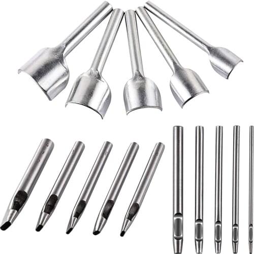 New 15 Pieces Leather Craft Tools Half-Round Cutter Punch Round and Oval Shape Hole Punch Cutter Belt Watch Band Gasket Hollow L