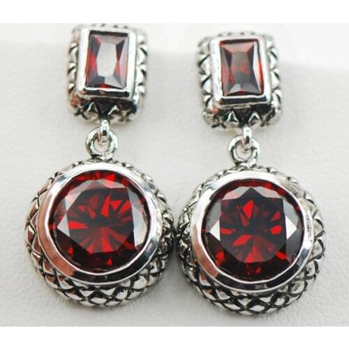 New Garnet Woman 925 Sterling Silver Crystal Earrings TE521