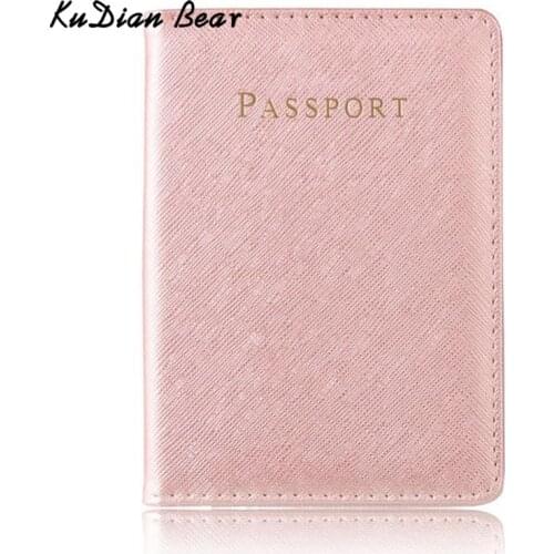 KUDIAN BEAR Pu Leather Men Passport Cover Business Travel Card Holder Wallet Ticket Holder Fashion Card Bag BIH242 PM49