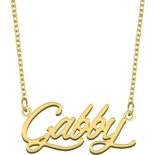 Gabby Name Necklace for Women Stainless Steel Jewelry 18k Gold Plated Nameplate Pendant Femme Mother Girlfriend Gift