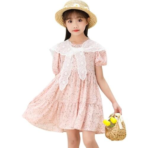Girls Dress Lace Girls Party Dress Floral Pattern Dress For Kids Summer Costumes For Girls 6 8 10 12 14