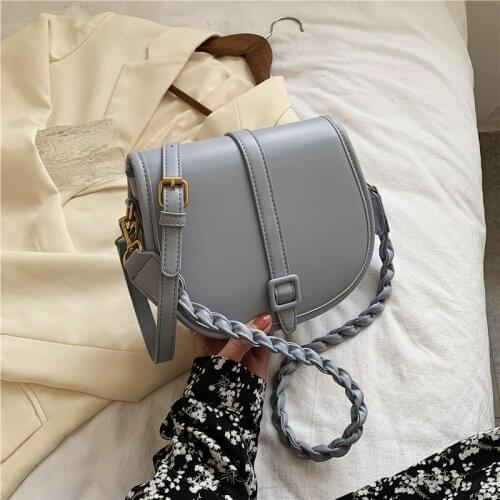 Weave Shoulder strap Saddle bag 2021 Fashion New Quality PU Leather Womens Designer Handbag Solid color Shoulder Messenger Bag