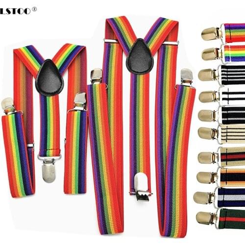 New Men Women Boys Girls Suspenders Red White Rainbow Colorful Striped Suspender Suspensorio Adult Kids Y-Back Braces
