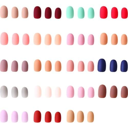 18 Colors cover/matte nails short false Nail Art Tip matt False Nails • Hand-painted Nail Art • Fake Nail• Custom Nails,24pcs