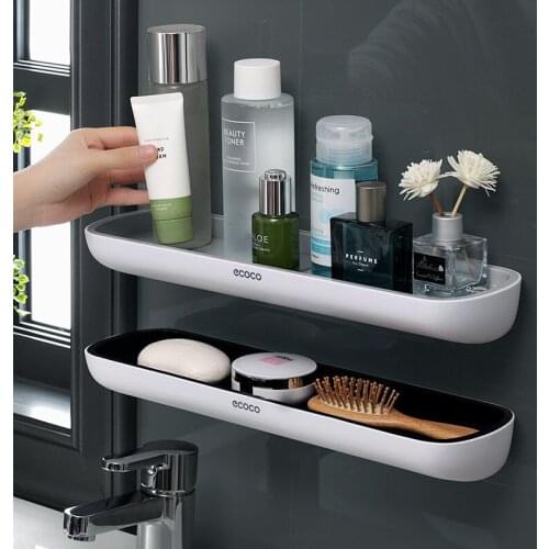 Bathroom Shelf Shower Caddy Organizer Wall Mount Shampoo Rack With Towel Bar No Drilling Kitchen Storage Bathroom Accessories