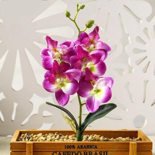 1 pc real touch mini small moth orchid artificial flower head for party decoration home decoration potted fake flower plants