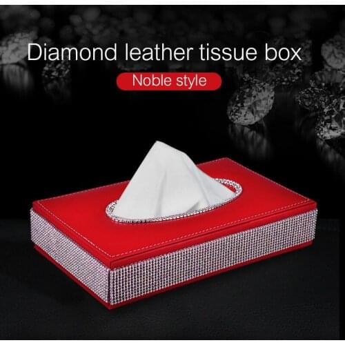 Luxury Simplicity inlaid with Diamond chain tissue box Twinkle Seat Tissue box Rhinestone home car Ornamenta decoration