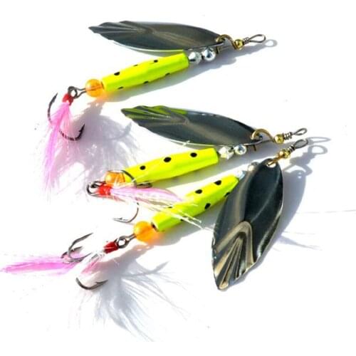 Fishing Lure Fishing Spoon Hard Lure Metal Fishing Tackle 7g/10g Spinner Bait with Treble Hook in Feather Fishing Accessories