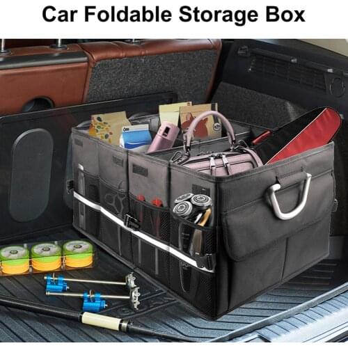 Foldable Car Auto Back Rear Trunk Seat Big Storage Bag Pockets Organizer Portable Car Large Capacity Luggage Storage Box