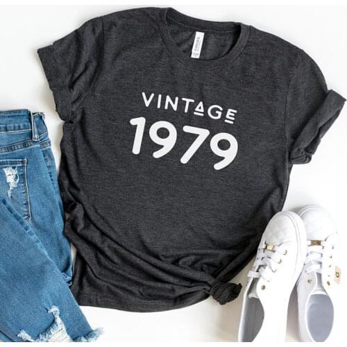 Vintage 1979 T-Shirt Women 42 Years Old 42nd Birthday Gift Girls Mom Wife Daughter Party Top Tshirt Cotton Streetwear Tee Shirt