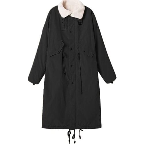 PERHAPS U Women Black Army Green Cold Midi Long Turn Down Collar Pocket Elegant Quilted Coat Fur C0360