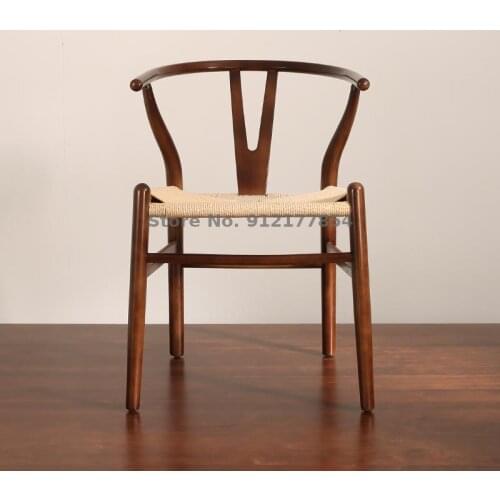 Y Chair Solid Wood New Chinese Art Backrest Armrest Hemp Rope Walnut Color Book Chair Tea Chair Office Chair