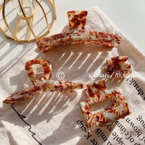 South Korea ins same paragraph hairpin number rectangular hollow catch clip girl hair catch simple acetate hair accessories