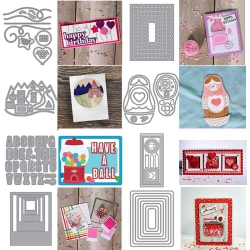 Castle Photo Frames Nesting Doll Alphabets Confetti Balloon Dies Set for DIY Scrapbooking Crafts Paper Cards Making 2021 New