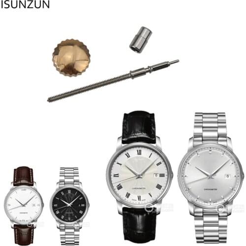 ISUNZUN Stainless Steel Watch Crown For MIDO M010 High Quality Waterproof Dome Flat Head Watch Accessories Repair Tool With Tube