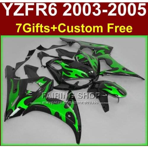 Green black body parts for YAMAHA 2003 2004 2005 fairings YZF R6 100% fit fairing kit r6 03 04 05 +7gifts J7R4