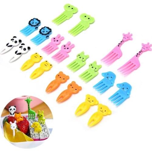 10Pcs Cute Mini Animal Farm Cartoon Food Picks Children Snack Cake Dessert Food Fruit Forks Lunch Bento Accessories Party Decor