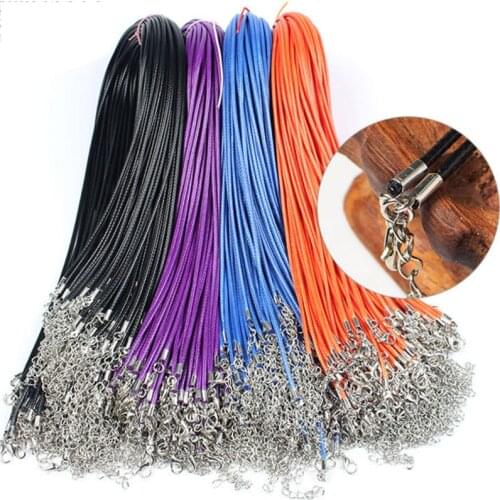 20pcs 45/60cm Adjustable Leather Wax Cord Handmade Braided Rope Necklaces Pendant Charms Lobster Clasp String Jewelry
