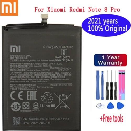 2020 Years 100% Original 4500mAh BM4J Battery For Xiaomi Redmi Note 8 Pro Note8 Pro Genuine Replacement Phone Battery Free Tools