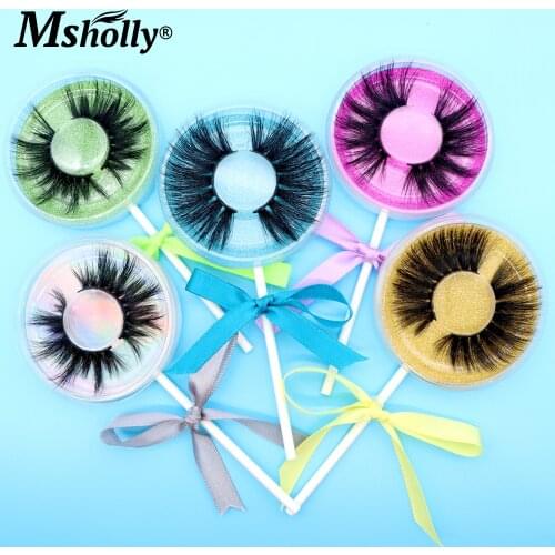 25 MM Mink Lashes Wholesale Fluffy Messy 3D Bulk Makeup False Eyelashes Natural Magnetic Lollipop Box Packing Fake Lash Beauty