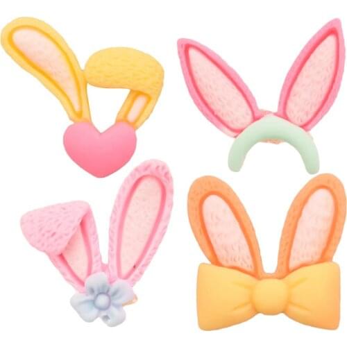 36PCS 1inch Resin Bunny Ears Cartoon Animal Ears Baby Girls Hair Accessories for Making Hair Bows hairband Center Crafts