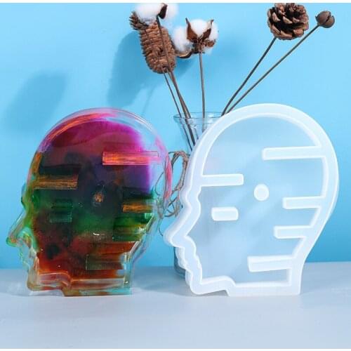 3D Human Head Resin Epoxy Mold Transparent Human Head Shape Silicone Mould DIY Jewelry Making Tool Desktop Ornament Decoration