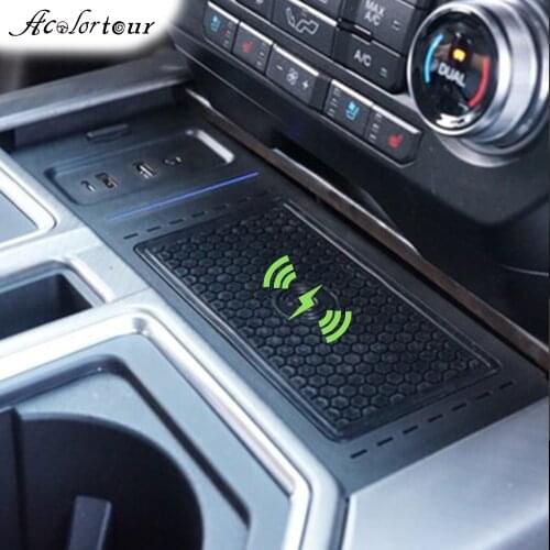Wireless charger mount phone stand for Ford Explorer F150 SVT Raptor 2017 to 2020 water cup holder for huawei P30 charge support