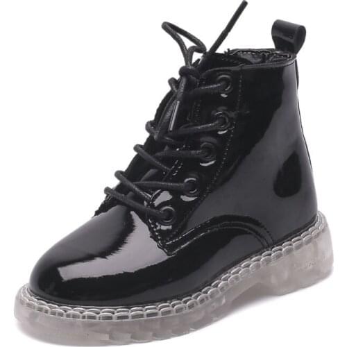 Children Patent Leather Girl Autumn Martin Boots Winter Shoes Kids Boy Fashion Non-Slip Ankle Boots 3 4 5 6 7 8 9 10 11 12 Year